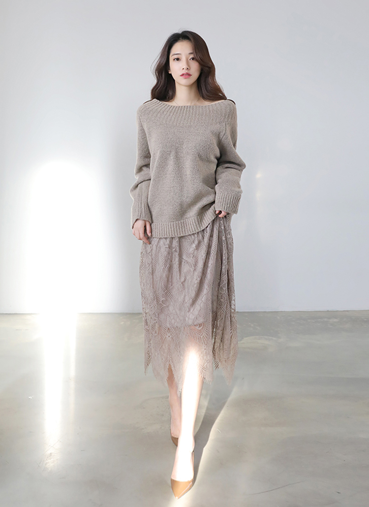 人気のファッショントレンド 綺麗なニット レース ワンピース