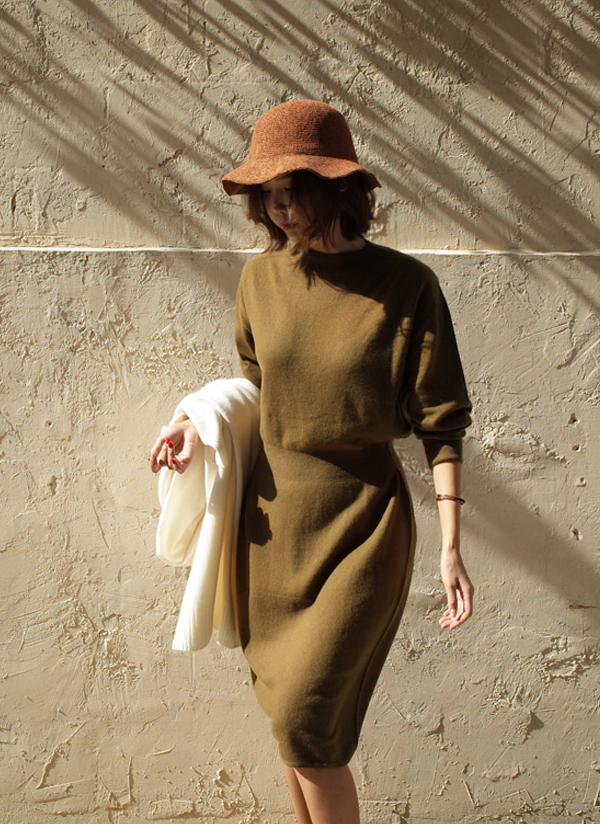 カシミヤ混aラインニットワンピース オリーブブラウン レディースファッション通販 Dholicディーホリック ファストファッション 水着 ワンピース