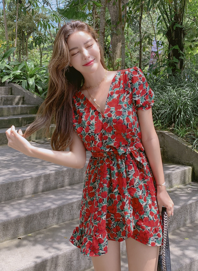 花柄フリルミニワンピース レディースファッション通販 Dholicディーホリック ファストファッション 水着 ワンピース