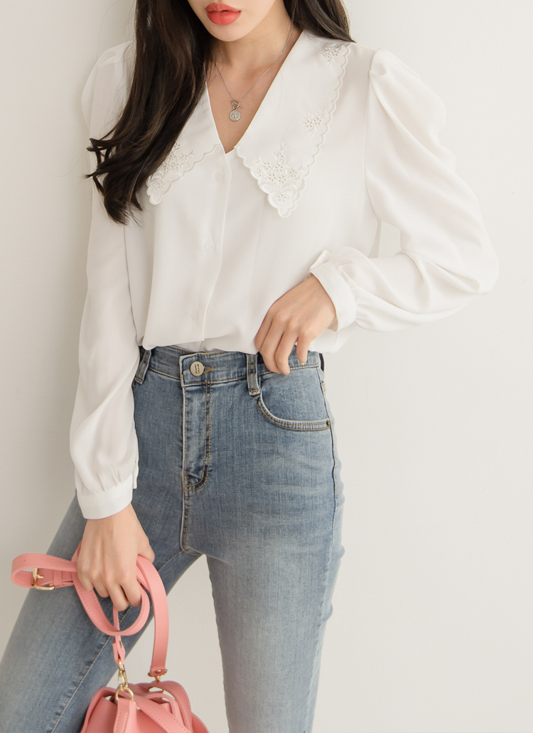 スカラップカラーブラウス レディースファッション通販 Dholicディー