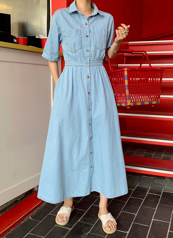 ロングデニムシャツワンピース レディースファッション通販 Dholicディーホリック ファストファッション 水着 ワンピース