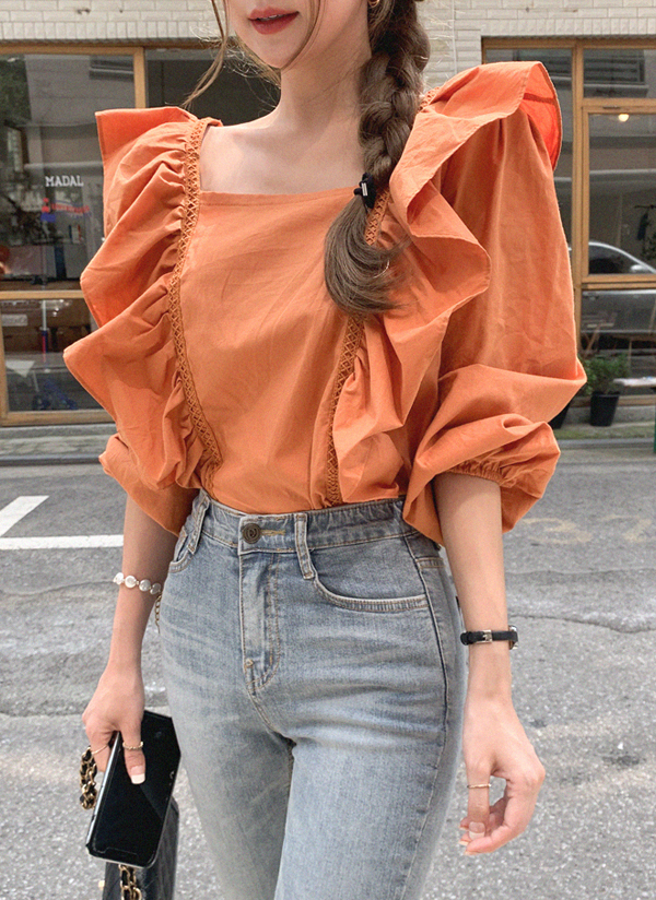 ラッフルスクエアネックブラウス レディースファッション通販 Dholicディーホリック ファストファッション 水着 ワンピース