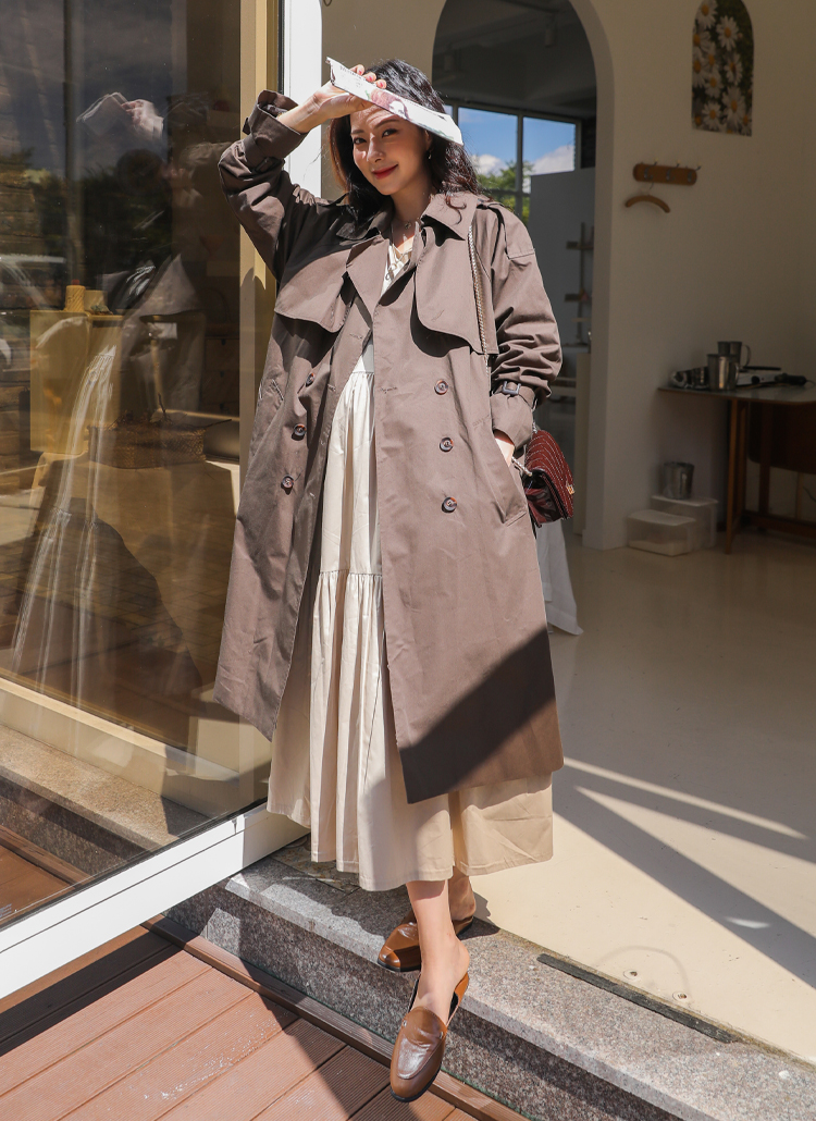 肩ストラップダブルボタンコート レディースファッション通販 Dholicディーホリック ファストファッション 水着 ワンピース