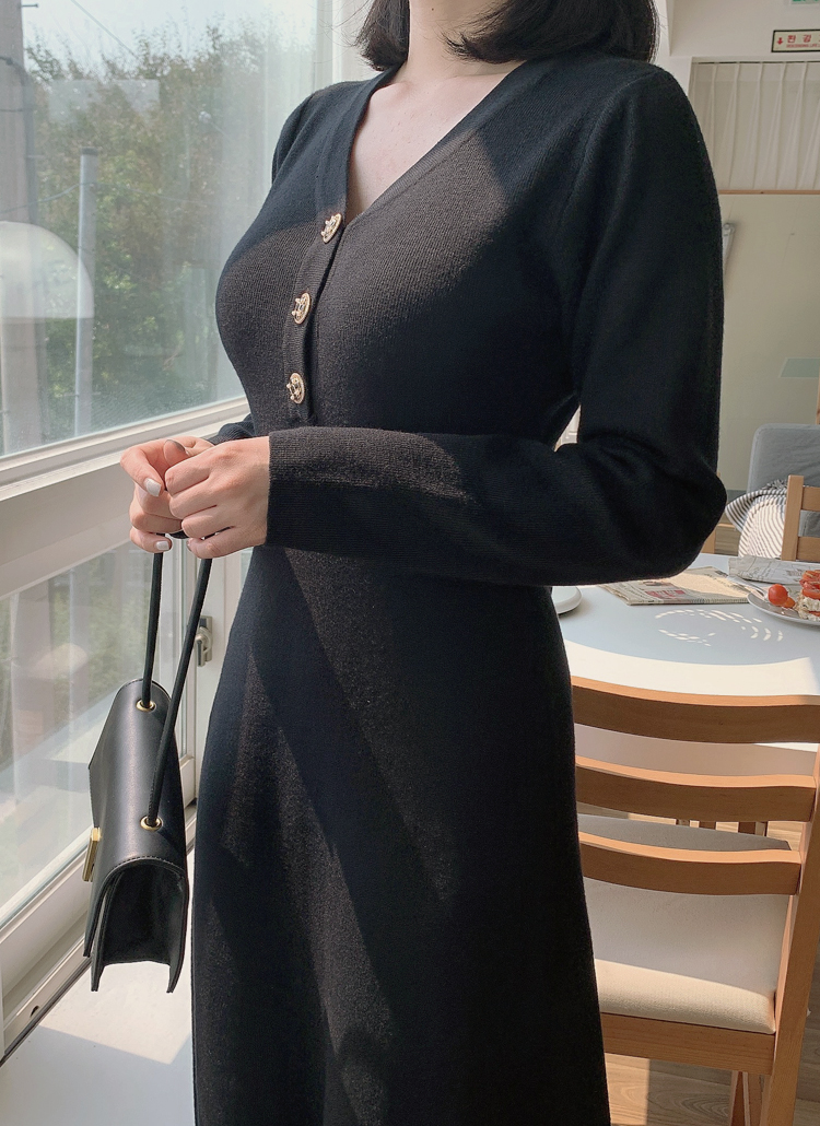 Vネックボタンニットワンピース レディースファッション通販 Dholicディーホリック ファストファッション 水着 ワンピース