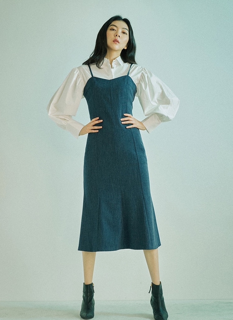 デニムビスチェワンピース ブルー レディースファッション通販 Dholicディーホリック ファストファッション 水着 ワンピース