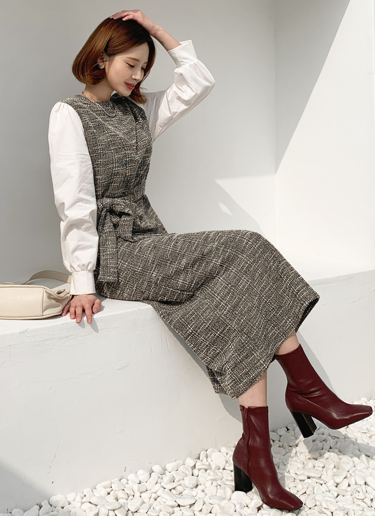 ストラップ付ツイード配色ワンピース 全2色ドレス ワンピ レディースファッション通販 Dholicディーホリック ファストファッション 水着 ワンピース