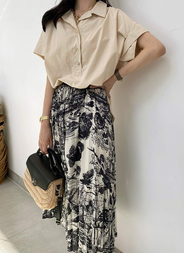 フレアスカートイラスト風プリントウエストゴムスカート春夏秋 スカート ロングスカート Monicaroom モニカルーム ファッション総合通販 Dholic