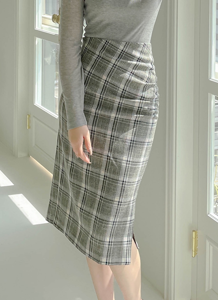 ハイウエストチェックパターンサイドスリットスカート春夏秋冬 スカート ロングスカート Arima アリマ ファッション総合通販 Dholic