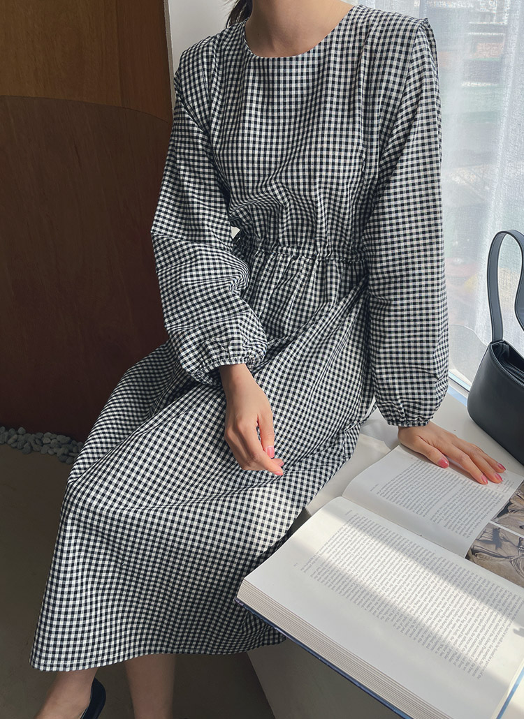 ギンガムチェックストリングラウンドネックロングワンピース春夏秋冬 ワンピース ロングワンピース Twee トゥウィ ファッション総合通販 Dholic