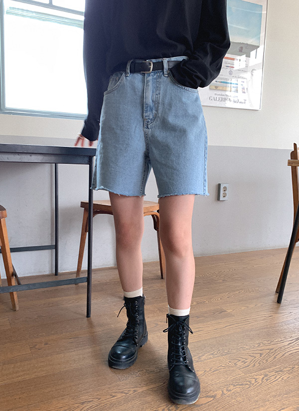 カットヘムデニムショートパンツ春夏秋 ジーンズ ショート Someplace サムプレイス ファッション総合通販 Dholic