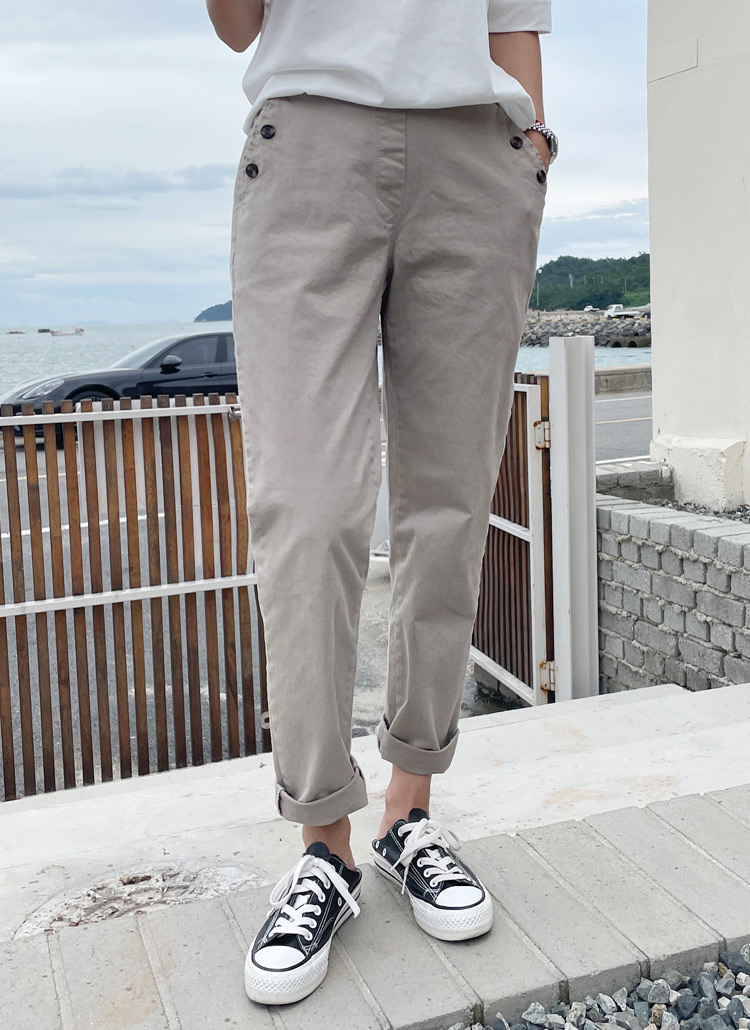 ウエストゴムコットンボタンポイントストレートパンツ春夏秋冬 パンツ ストレート Danilove ダニラブ ファッション総合通販 Dholic