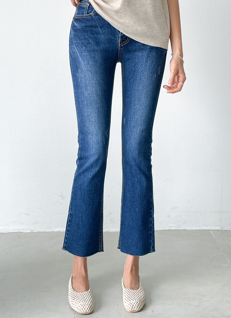 綿コットンウエストゴムデニムフレアブーツカットパンツ春夏秋冬 ジーンズ フレア Pippin ピピン ファッション総合通販 Dholic