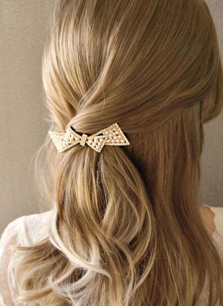 フェイクパール調キュービックリボンバレッタ春夏秋冬 アクセサリー ヘアアクセサリー Soo Soo スーアンドスー ファッション総合通販 Dholic