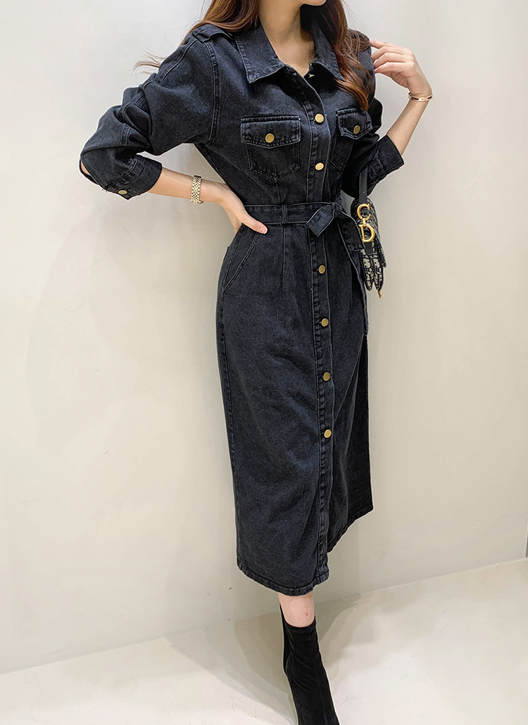 綿コットンベルト付デニムロングワンピース春秋冬 ワンピース ロングワンピース Minagram ミナグラム ファッション総合通販 Dholic 綿コットンベルト付デニムロングワンピース春秋冬 ワンピース ロングワンピース Minagram ミナグラム ファッション総合通販 Dholic