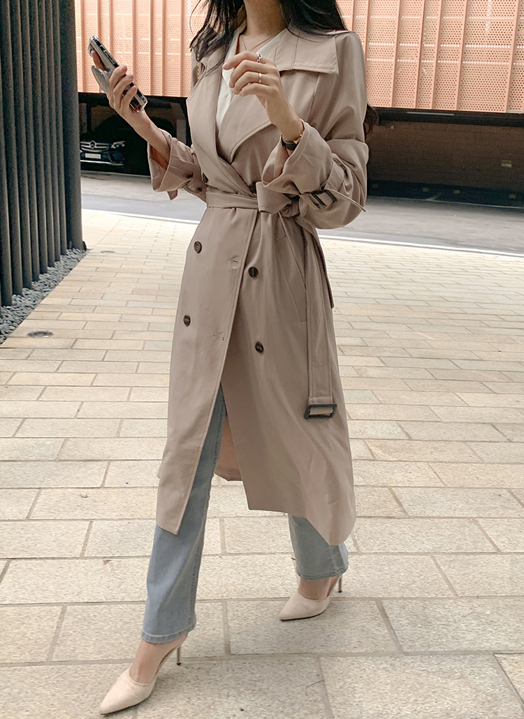 ベルト付ツーポケットベーシックロングトレンチコート春秋冬 アウター コート Second Edition セカンドエディション ファッション総合通販 Dholic