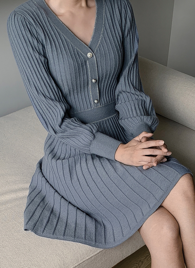 メタルラインニットリブフェイクパールワンピース秋冬 ワンピース ミニワンピース Nain ナイン ファッション総合通販 Dholic