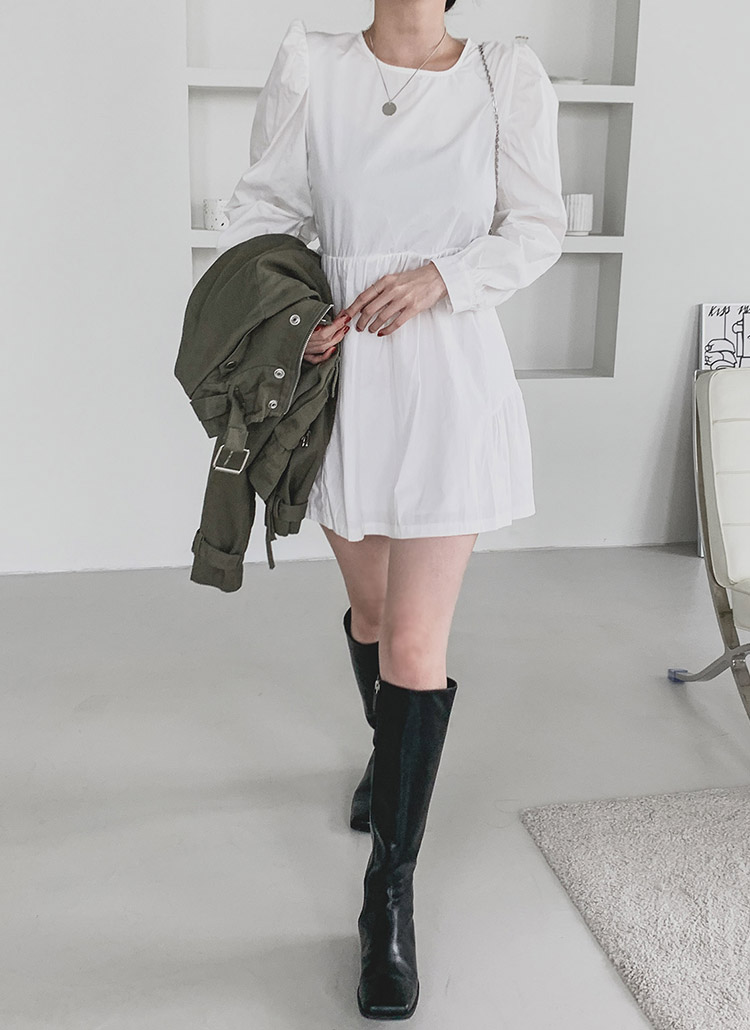 綿コットン混パフスリーブミニワンピース春秋冬 ワンピース ミニワンピース Chicblack シックブラック ファッション総合通販 Dholic