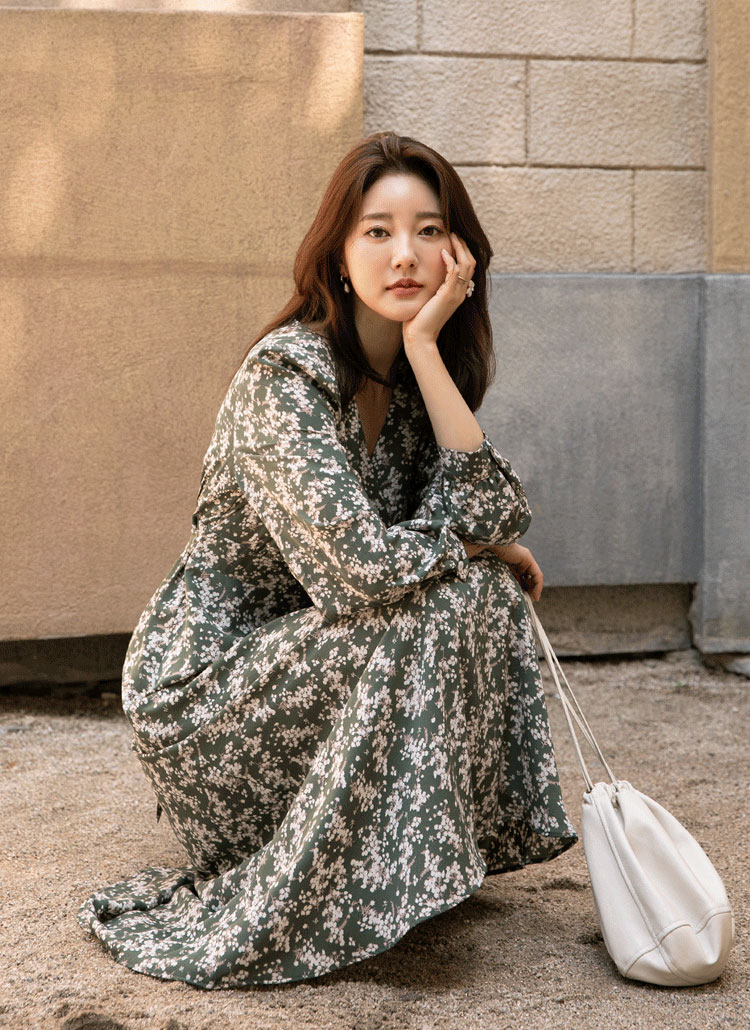 フレアパターンロング丈カシュクールワンピース春秋冬 ワンピース ロングワンピース Chichera シックヘラ ファッション総合通販 Dholic
