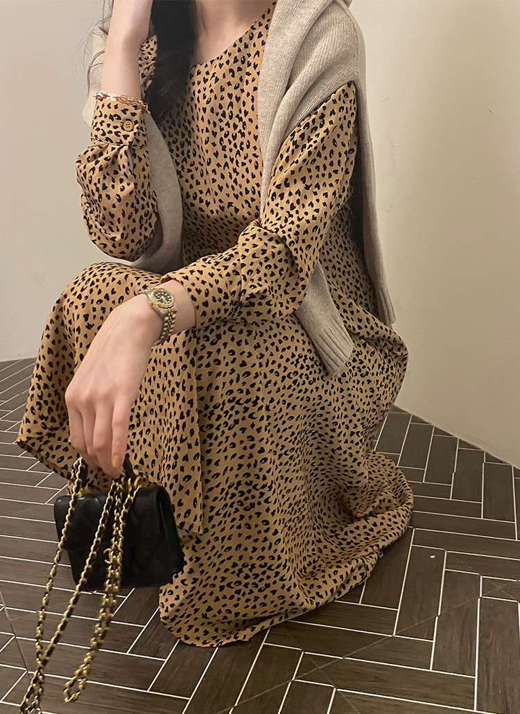 ヒョウ柄レオパードロングフレアワンピース春秋冬 ワンピース ロングワンピース Monicaroom モニカルーム ファッション総合通販 Dholic