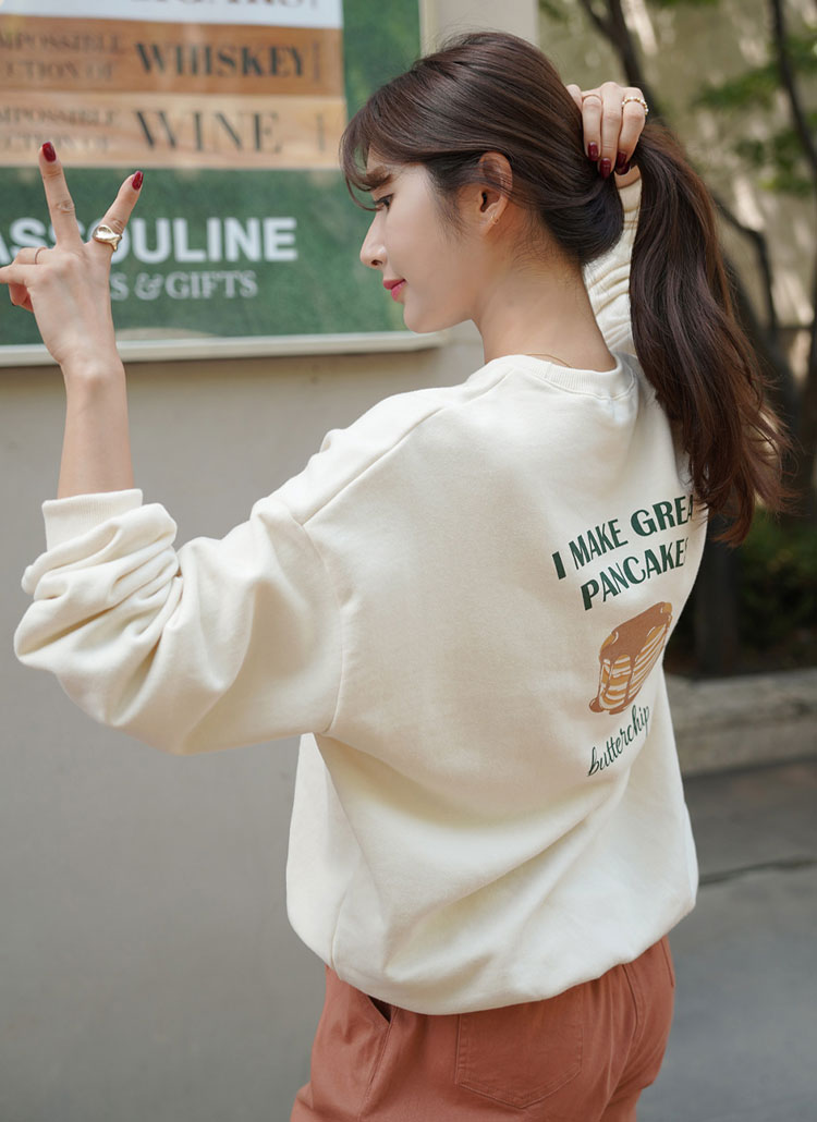 パンケーキプリントスウェット春秋冬(トップス,スウェット 