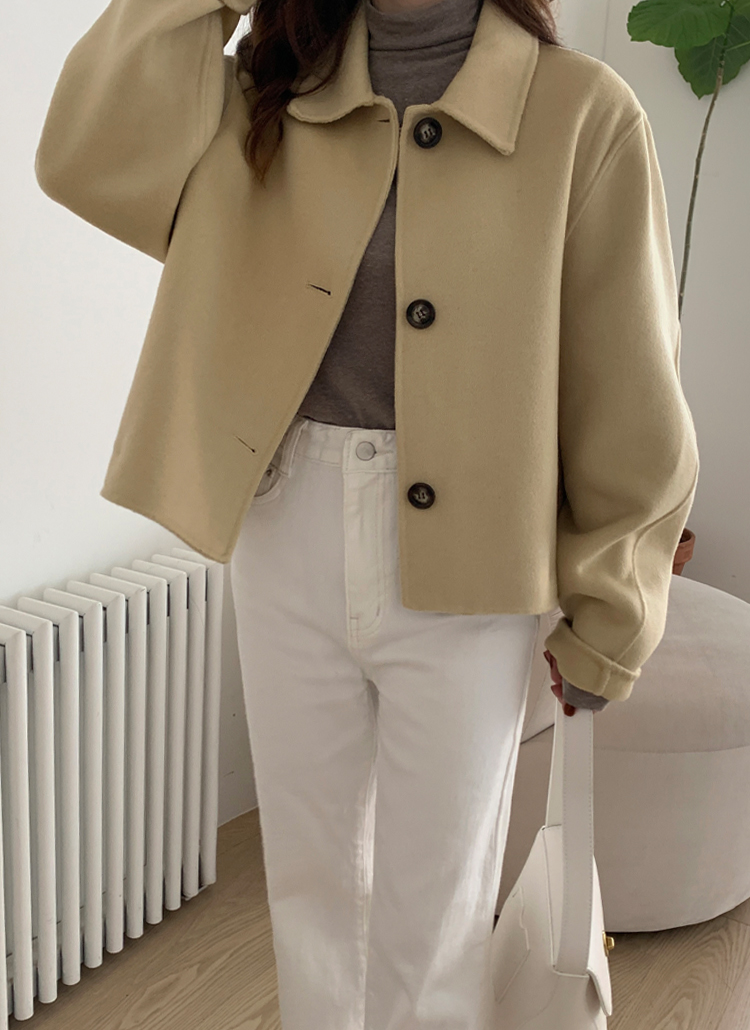 ウールシングルショートスリーボタンクロップドコート春秋冬 アウター コート Leming ルミング ファッション総合通販 Dholic