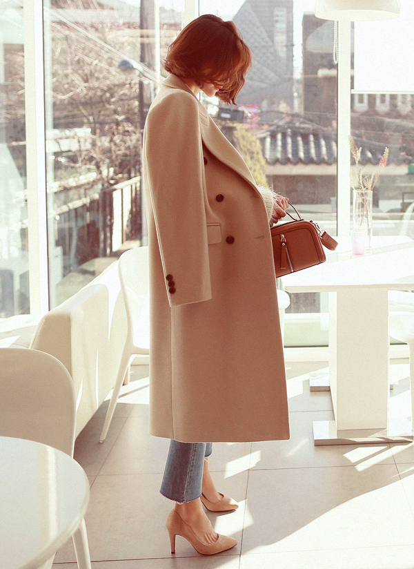 フラップポケットロング丈アクリル混ダブルブレストコート春秋冬 アウター コート Wingsmall ウィングスモール ファッション総合通販 Dholic フラップポケットロング丈アクリル混ダブルブレストコート春秋冬 アウター コート Wingsmall ウィングスモール ファッション総合通販 Dholic