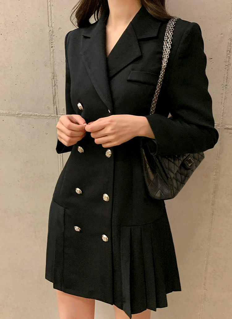 ベルトsetダブルボタンプリーツコート風ワンピース春秋冬 ワンピース ミニワンピース Rozley ローズリー ファッション総合通販 Dholic