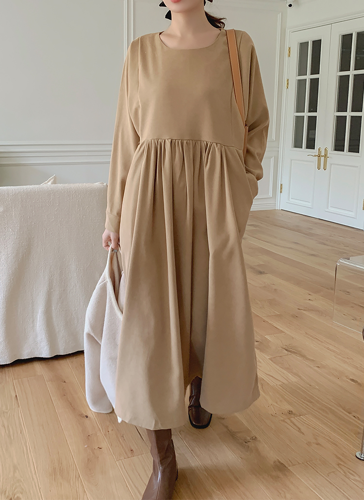 ラウンドネックフレアロングワンピースシンプル春秋冬 ワンピース ロングワンピース Giveu ギブユー ファッション総合通販 Dholic