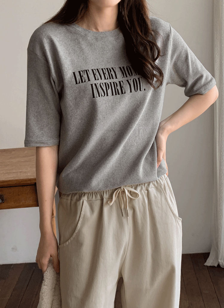 ピーチ起毛英字英文ロゴレタリングラウンドネック半袖tシャツ春夏秋 トップス 半袖tシャツ Laurenhi ローレンハイ ファッション総合通販 Dholic