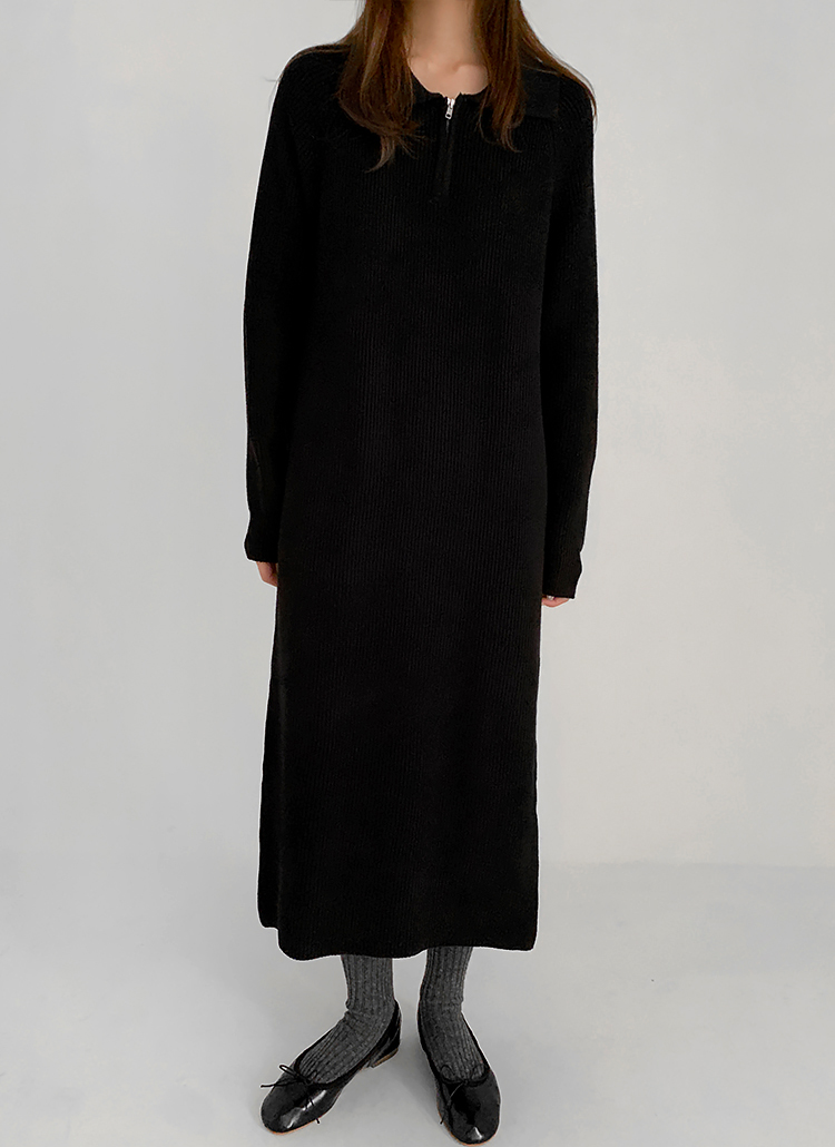 ハーフジップカラーネック襟ファスナーニットロングワンピース春秋冬 ワンピース ロングワンピース Giveu ギブユー ファッション総合通販 Dholic