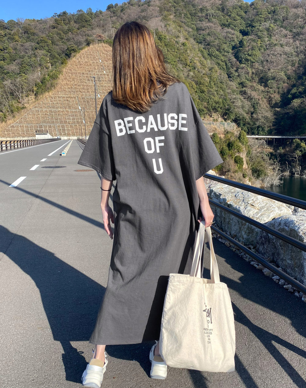 ロング丈ロゴtシャツワンピース B ワンピース ロング ファッション通販 Tgm ティージーエム