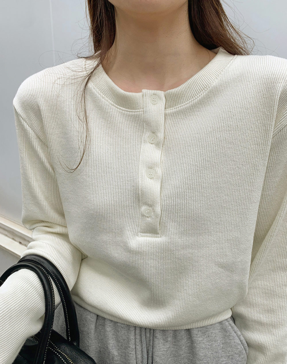 Long sleeve ribbed button up top・p276616（トップス/Tシャツ）| maikooe | 東京ガールズマーケット