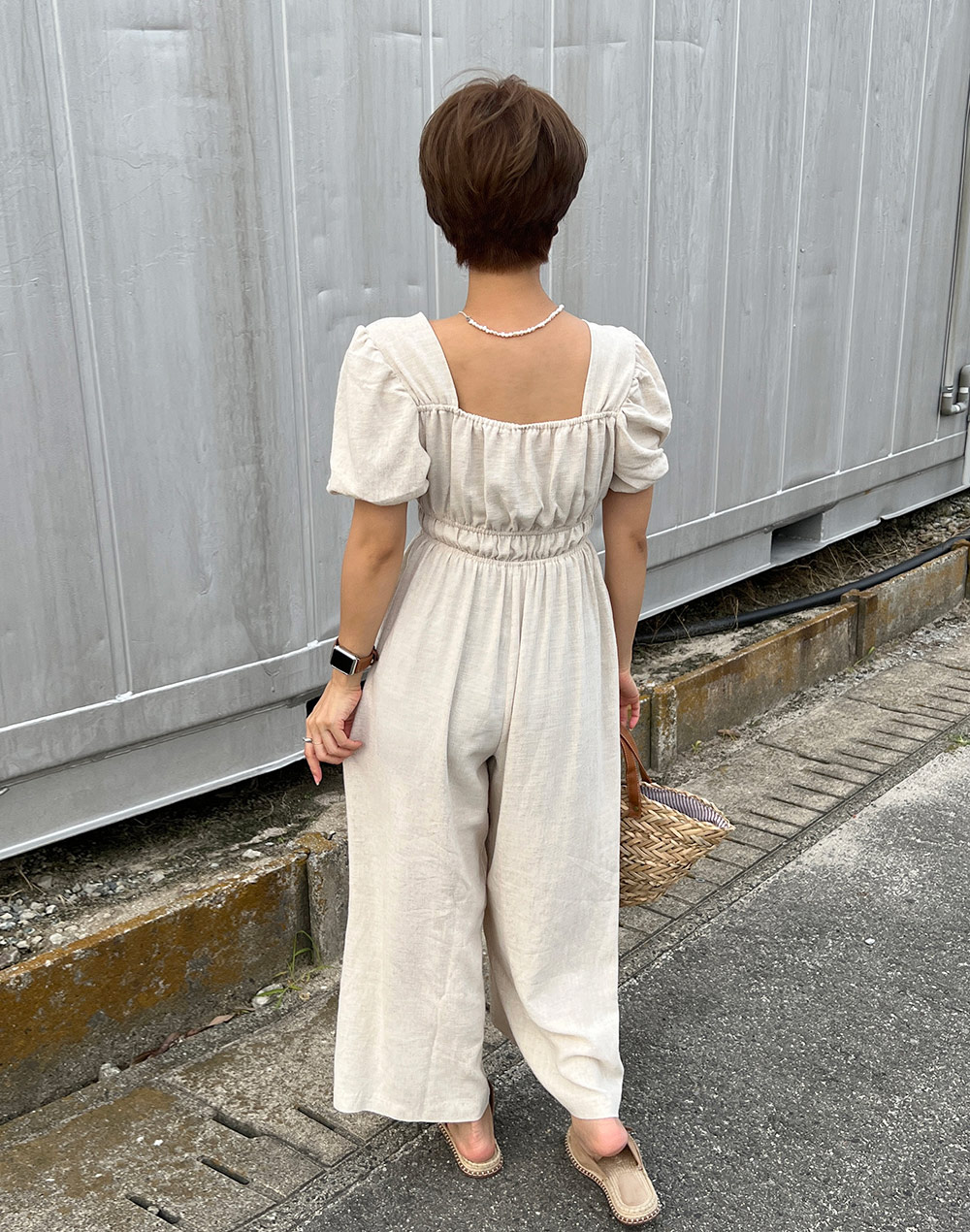 puff sleeve linen jumpsuit・t281724（パンツ/オールインワン）| mi___.5 | 東京ガールズマーケット