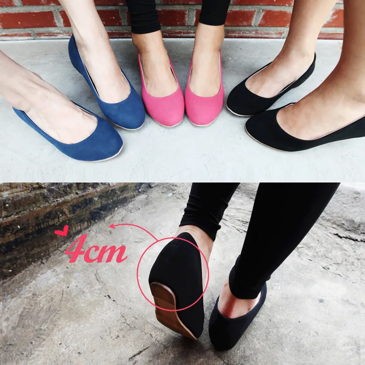 <font color=red><b>◆◆雑誌ninas9月号掲載◆◆</b></font>こっそり4ｃｍの底が入っているシンプルな3カラーのプリティフラットバレエシューズ・全3色 | DHOLIC | 詳細画像1