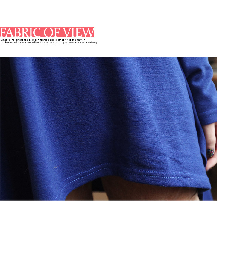 アンバランスなデザインの伸縮性のあるルーズフィットロング丈ラウンドネックＴシャツ・全3色 | DHOLIC | 詳細画像10