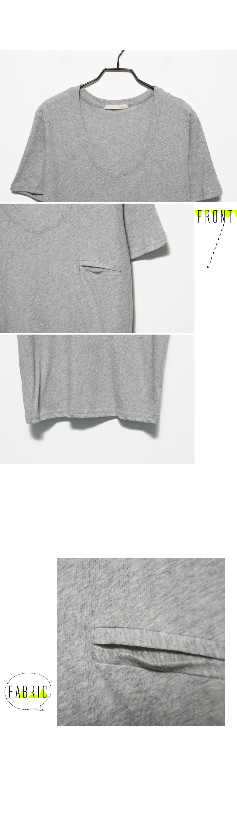 フェイク胸ポケットポイントオーバーサイズUネック半袖綿混紡Tシャツ・全5色 | DHOLIC | 詳細画像20