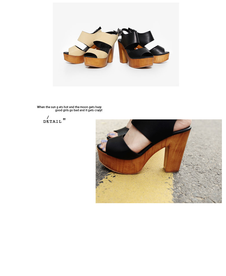 シックカラーフェイクレザー素材バックストラップ11.7cmウッドヒールサンダル・全２色 | DHOLIC | 詳細画像6