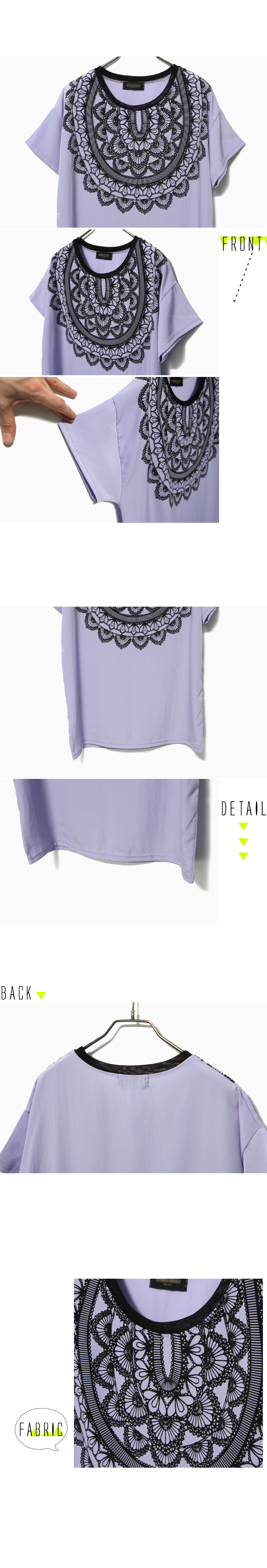 レースプリントラウンドネックオーバーサイズ半袖Tシャツ・全3色 | DHOLIC | 詳細画像16