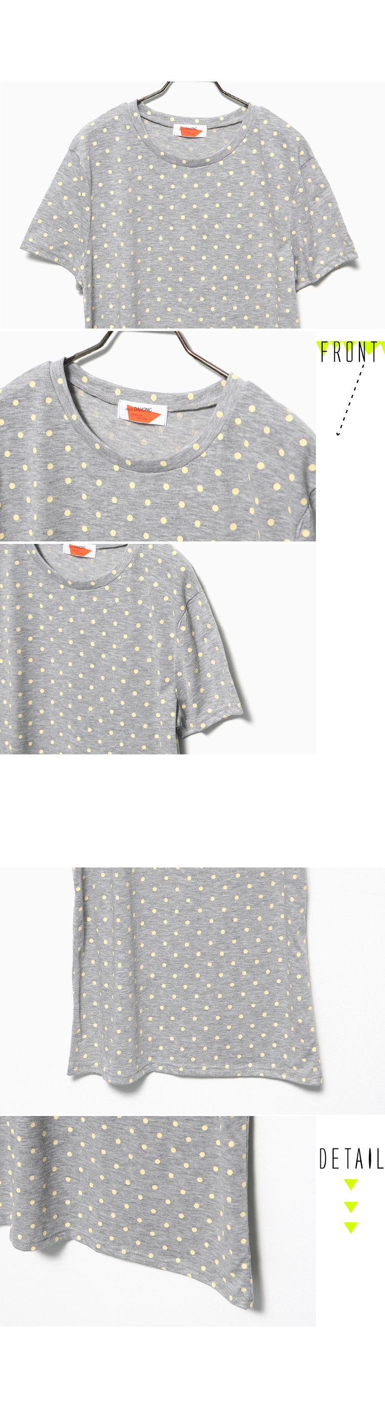 ソフトカラードット柄ラウンドネック半袖コットンＴシャツ・全２色 | DHOLIC | 詳細画像18