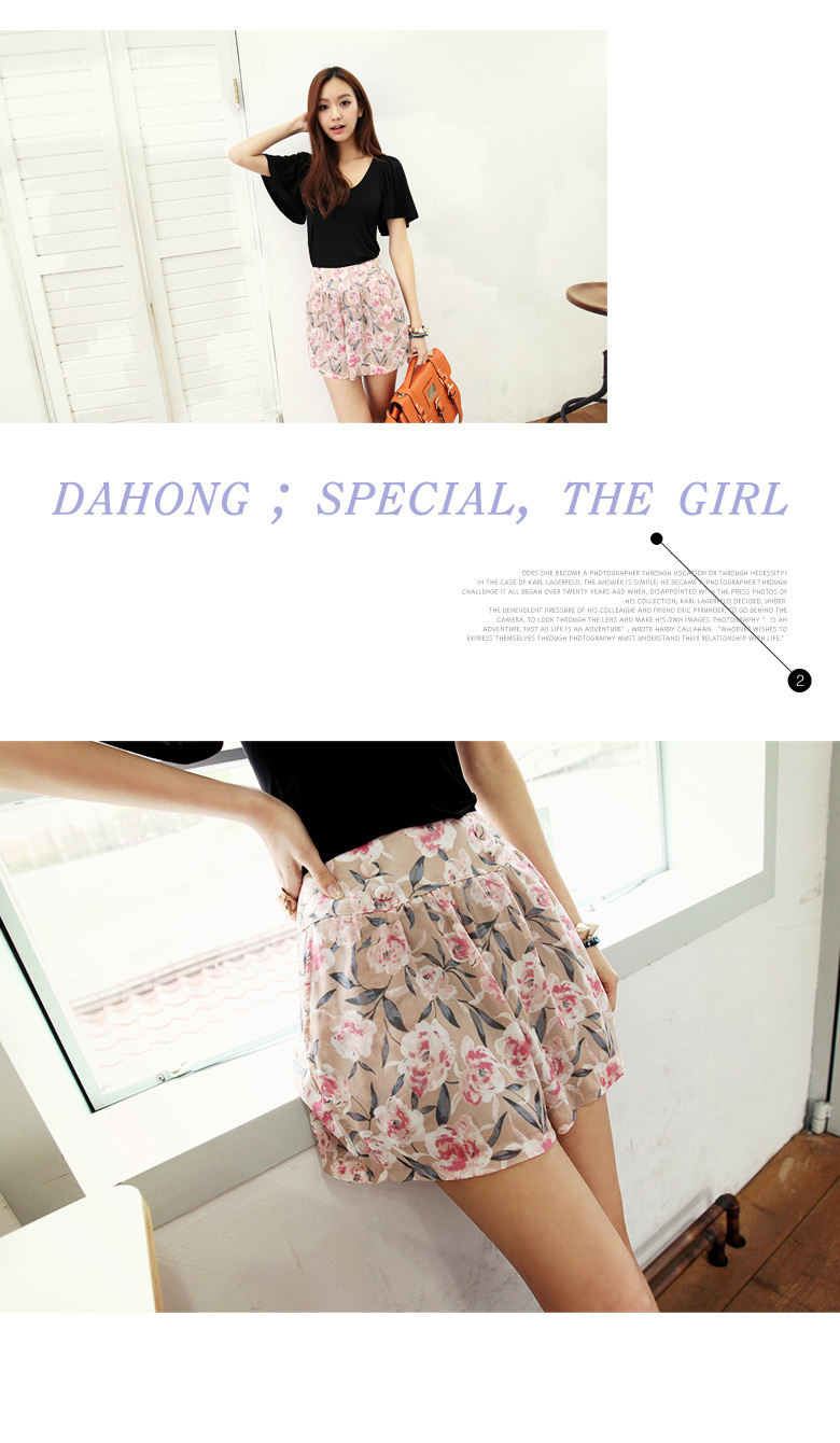 ダークトーンフェミニンフラワー柄ショート丈キュロットパンツ・全３色 | DHOLIC | 詳細画像11