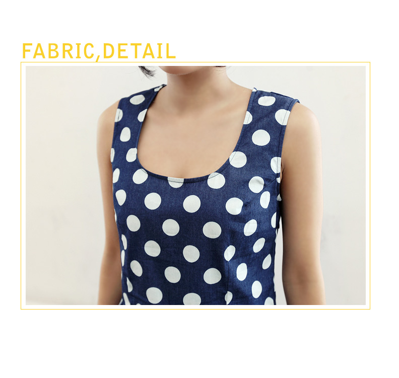 バックオープンブルーデニムドット柄スクエアネックノースリーブミニ丈フレアワンピース・全２色 | DHOLIC | 詳細画像11