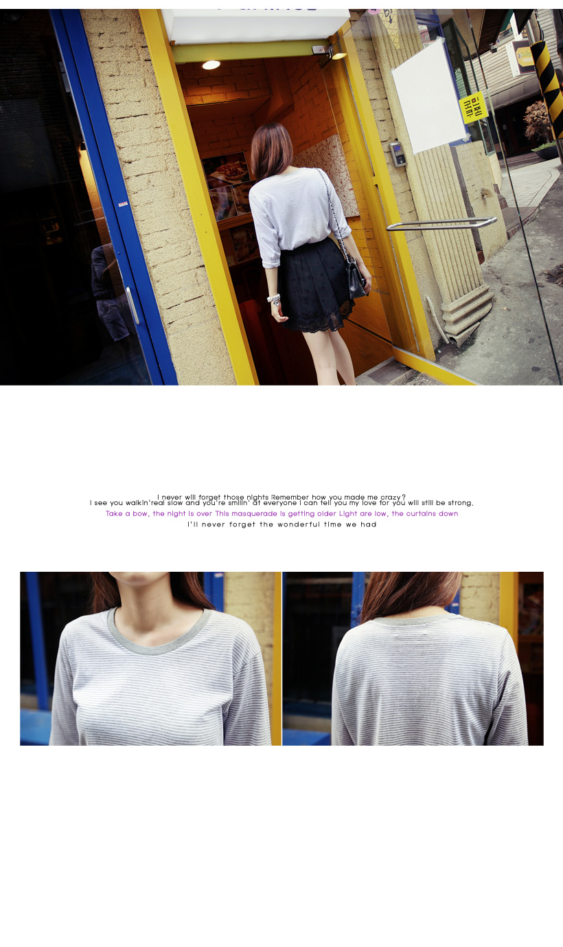 カラーレーションストライプラウンドネックTシャツ・全3色 | DHOLIC | 詳細画像8