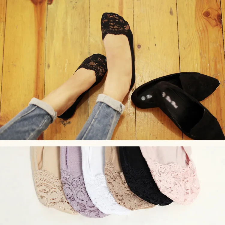 すべり止めシリコン付フェミニンレースフットカバー・全６色 | DHOLIC | 詳細画像1
