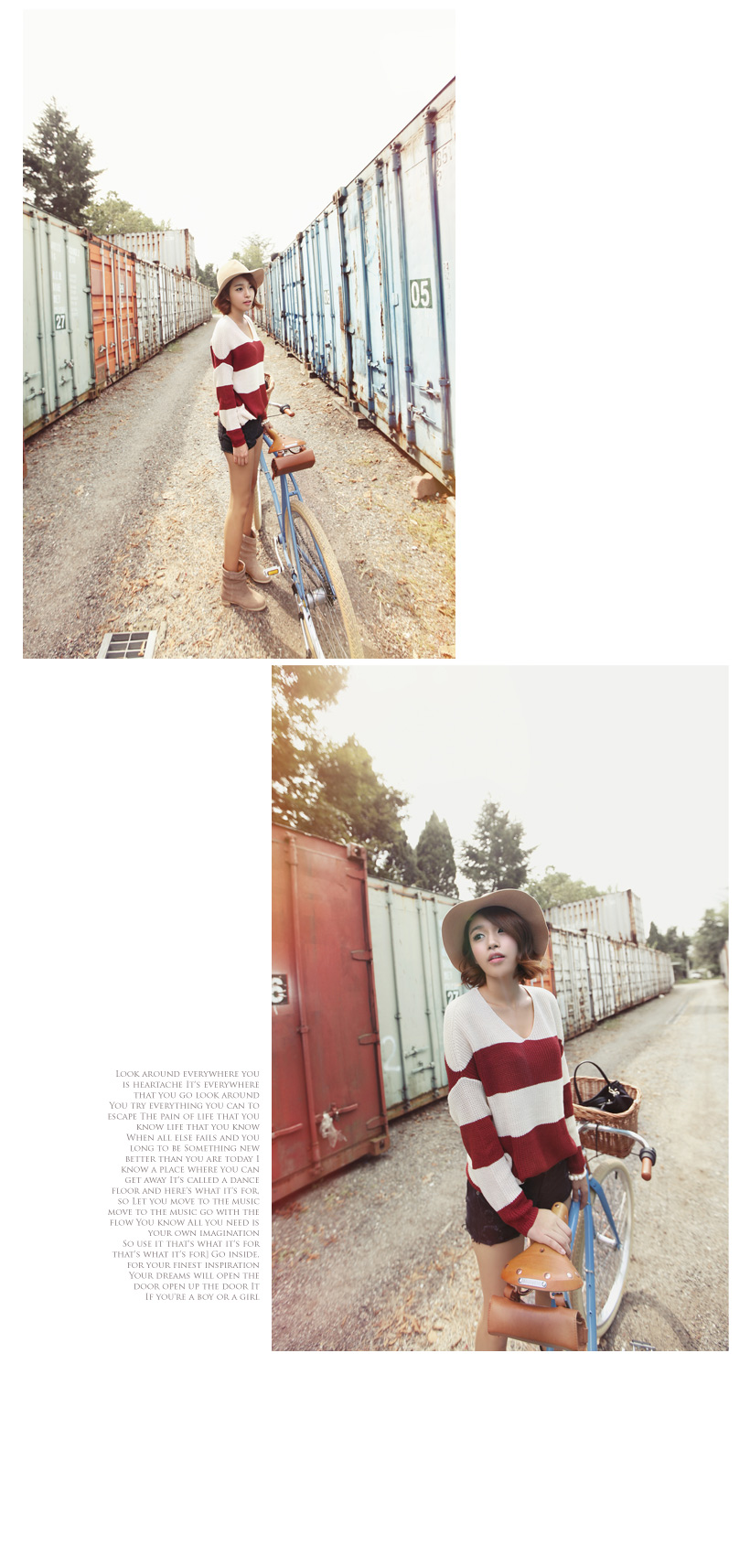<font color=red><b>▲▲andGIRL12月号/ninas1月号掲載▲▲</b></font>ボーダーパターンルーズフィットVネックニット長袖カットソー・全4色 | DHOLIC | 詳細画像7