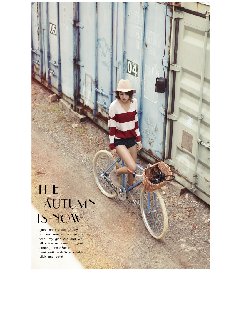 <font color=red><b>▲▲andGIRL12月号/ninas1月号掲載▲▲</b></font>ボーダーパターンルーズフィットVネックニット長袖カットソー・全4色 | DHOLIC | 詳細画像9