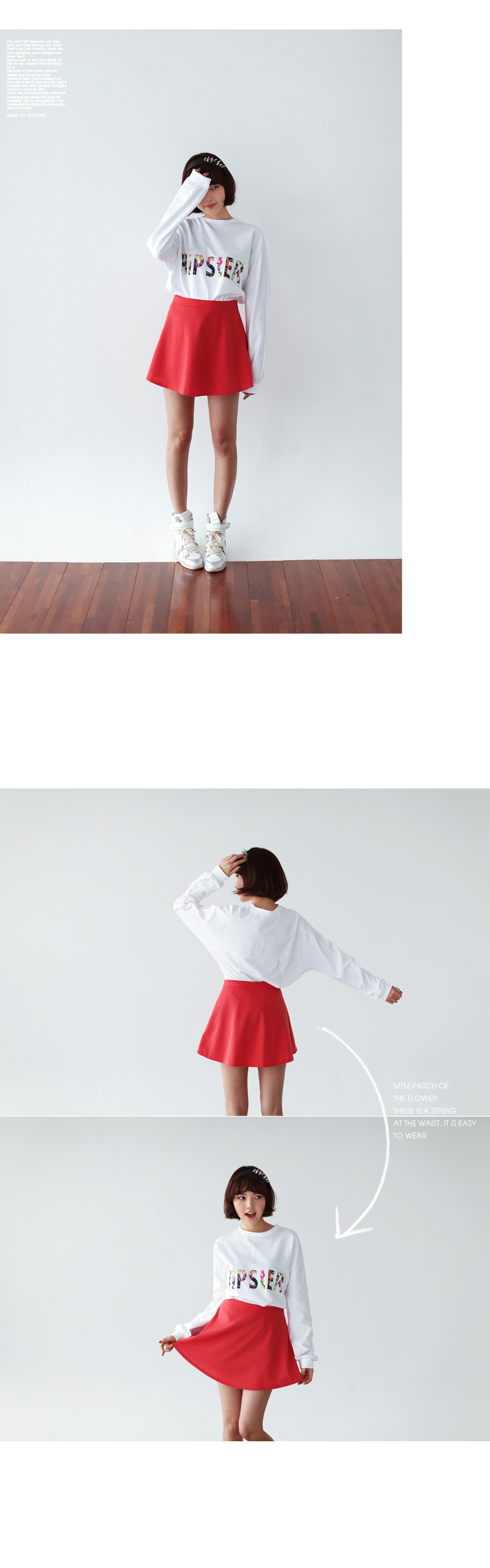 シンプルベーシックポリエステル混紡素材ミニフレアースカート・全6色 | DHOLIC | 詳細画像3