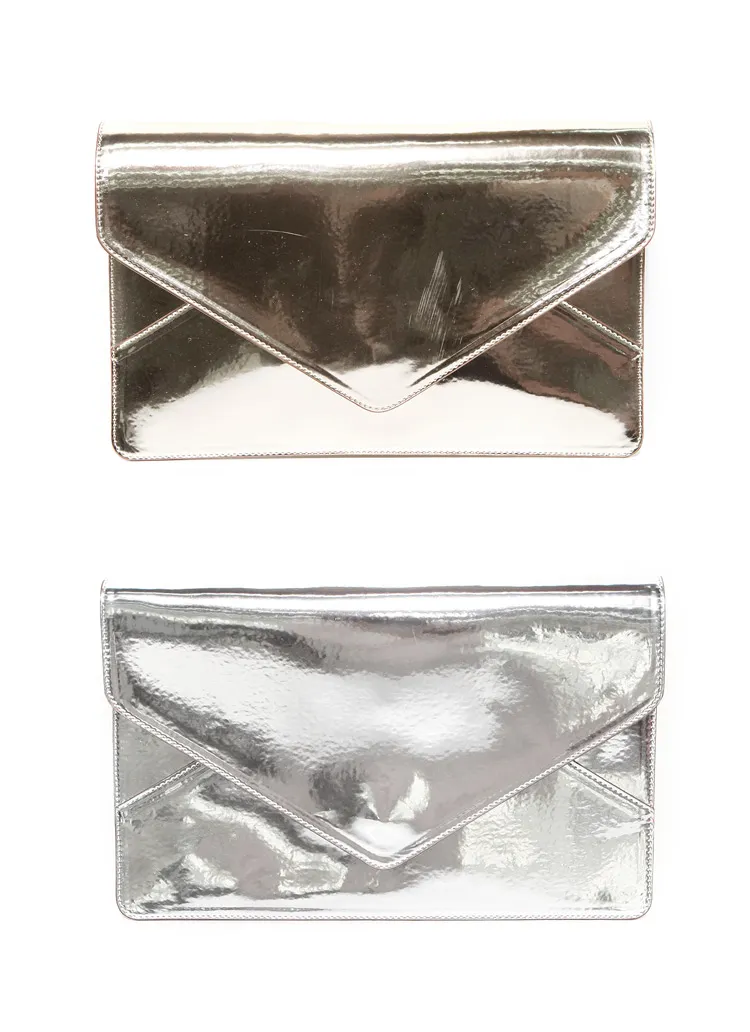 <font color=red><b>◆◆雑誌JJ11月号/nuts9月号/JILLE8月号掲載◆◆</b></font>シルバーゴールドカラークラッチエナメルバッグ・全2色 | DHOLIC | 詳細画像1
