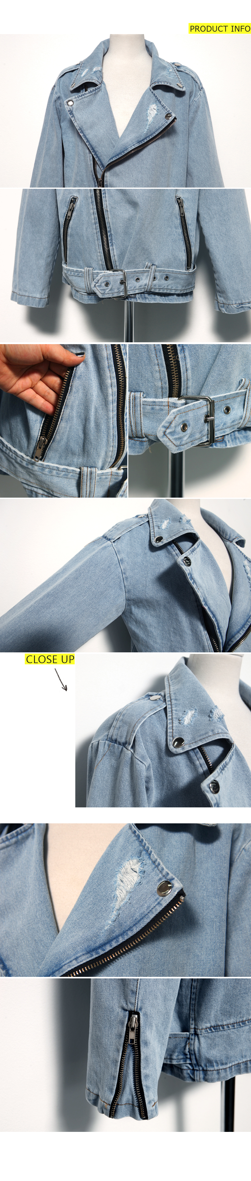 ベルテッドポイント綿100%素材ライダーススタイルデニムジャケット・全1色 | DHOLIC | 詳細画像17