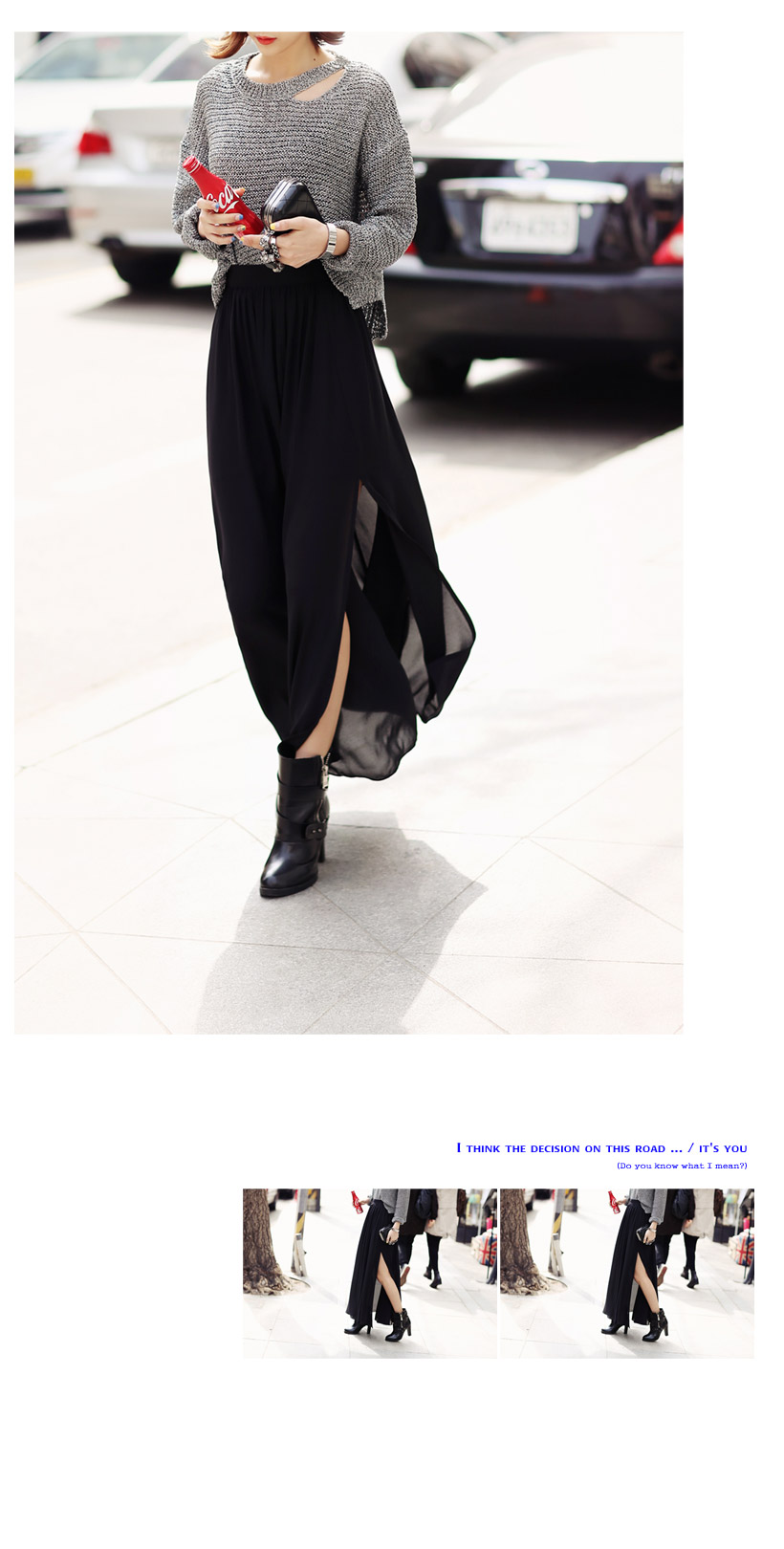 サイドレッグラインスリットデザインシフォンロングマキシスカート・全4色 | DHOLIC | 詳細画像9