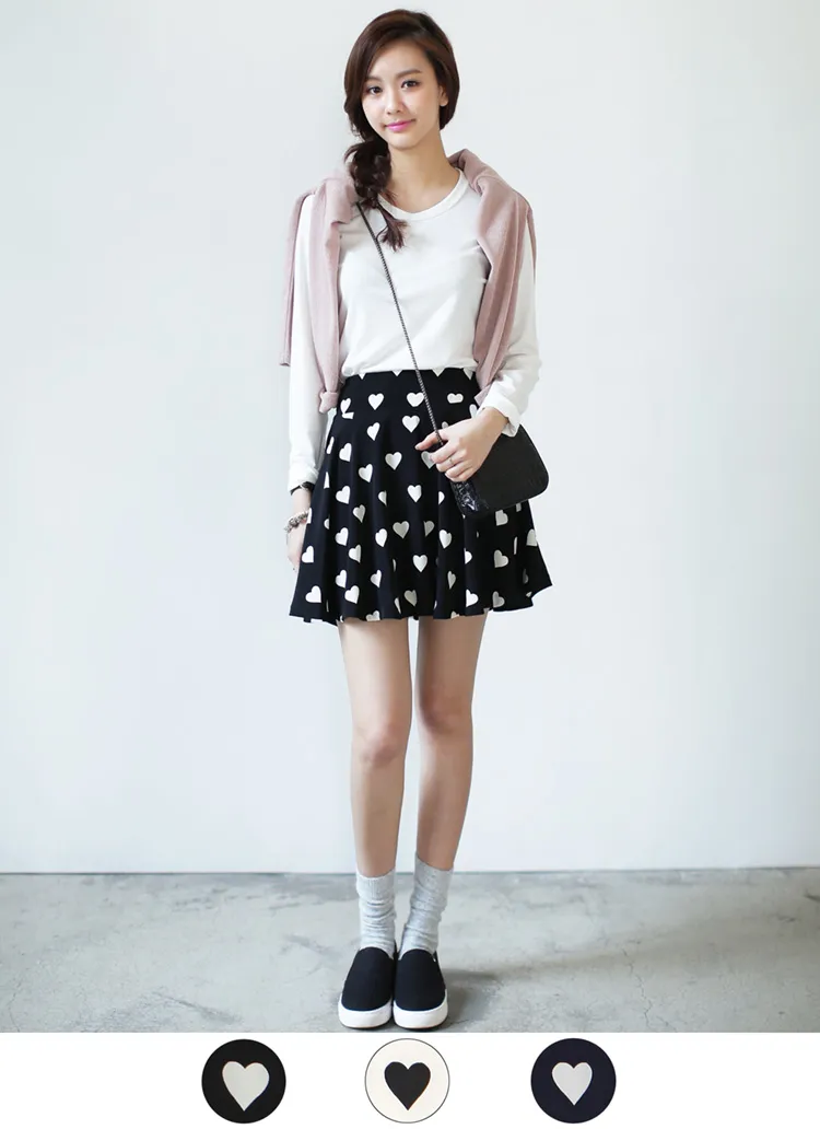 <font color=red><b>★★雑誌SEDA6月号掲載★★</b></font>*MONOMORI-モノモリ-* ハートパターンフレアスカート・全３色 | DHOLIC | 詳細画像1